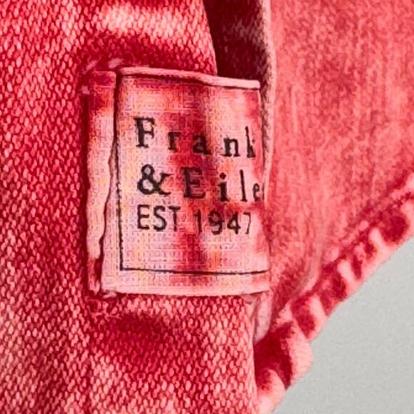 Frank & Eileen orange distressed denim shirt Long Sleeve Size Large womens - Picture 4 of 13